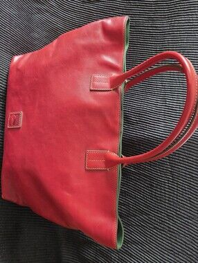 Dooney & Bourke Red Florentine Leather Medium Russell Tote, Excellent & Clean!